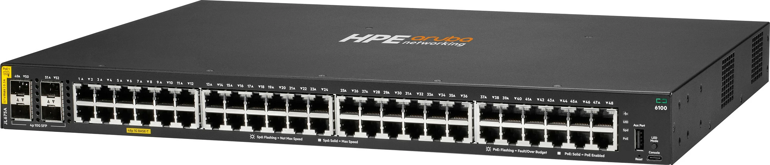 Switch HPE Aruba CX 6100 48G, PoE Class 4 370W, 4x SFP+ 10G