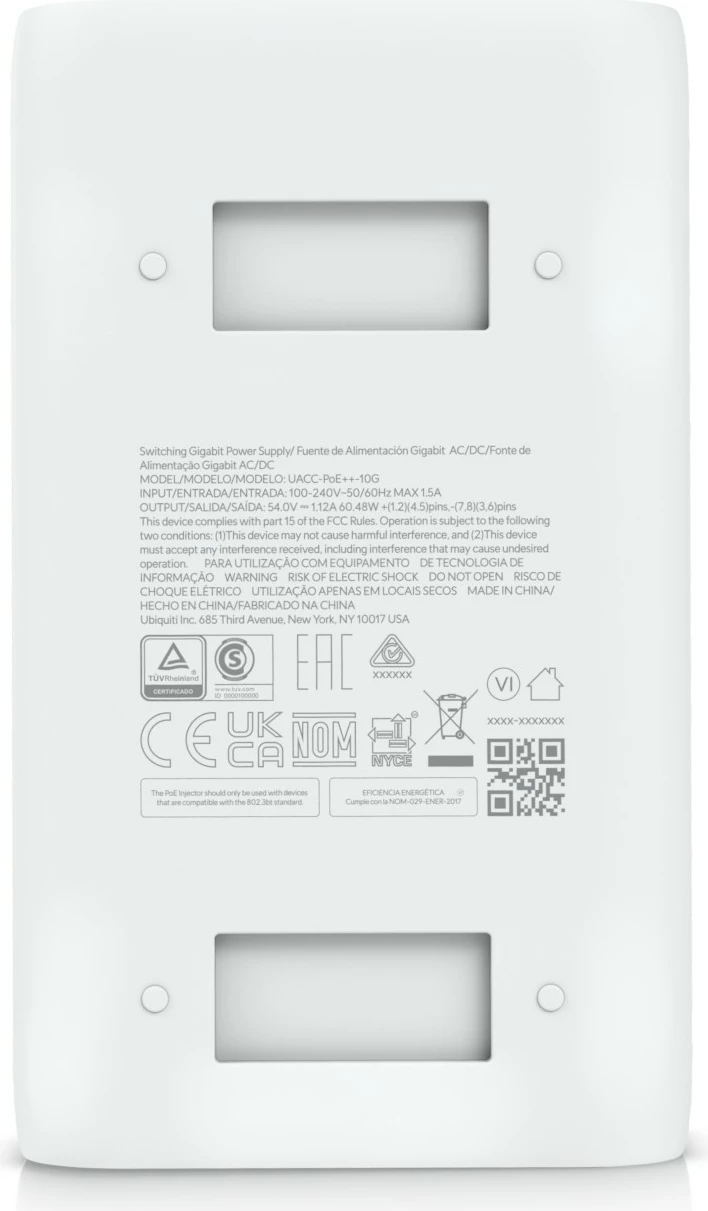 Adapter PoE++ Ubiquiti UACC-PoE++-10G, 10 Gigabit Ethernet, 54V, i bardhë