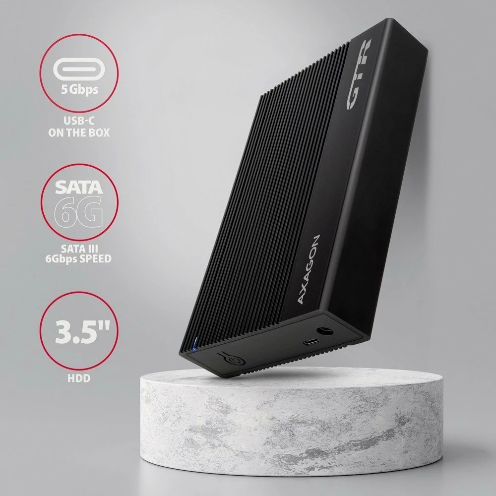 Kasë e jashtme për HDD 3.5\" Axagon EE35-GTR, USB 3.2 Gen 1, SATA 6G, alumini, e zezë