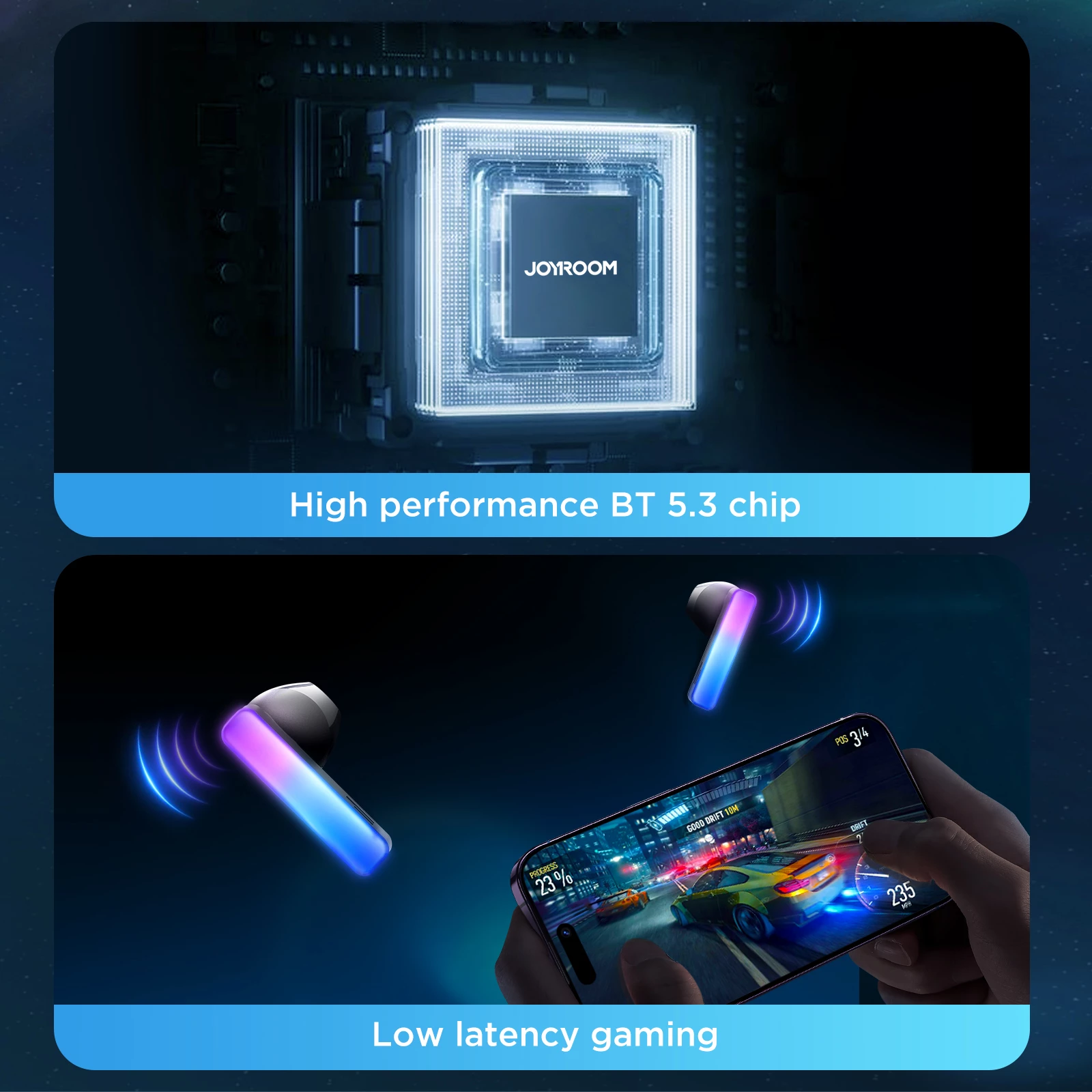 Kufje wireless TWS Joyroom JR-TC1 IceLens Series, Bluetooth 5.3, me ndriçim LED, të bardha