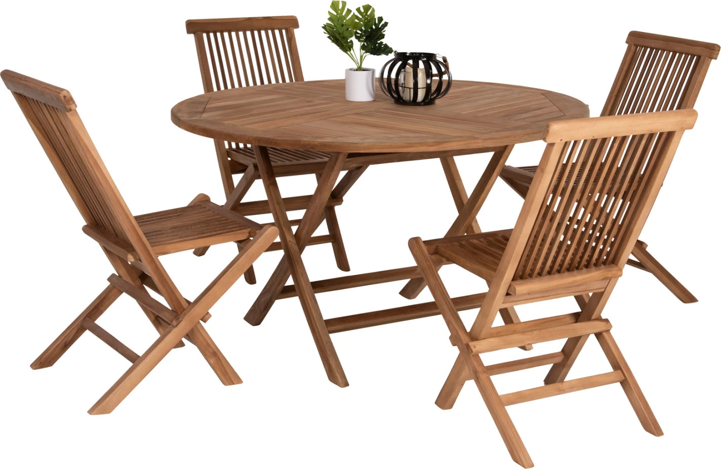 Tavolinë me karrige për terasë, 5 copë, Kendall, dru teak, ngjyrë natyrale