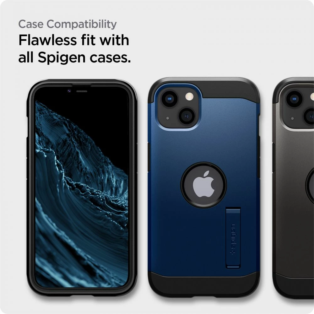 Mbrojtës ekrani xham i temperuar, Spigen, Glas.tR AlignMaster FC, për iPhone 13/13 Pro/14/16e, 0.3mm 9H, kornizë e zezë, set 2 copë