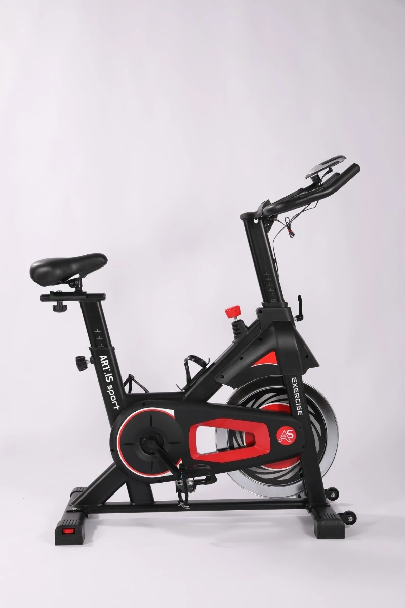 Biçikletë statike indoor ART.IS sport AS1 (AS8723), rrotë fluturimi 6 kg, Bluetooth Kinomap/Zwift, ngarkesë max 120 kg, e zezë/kuqe