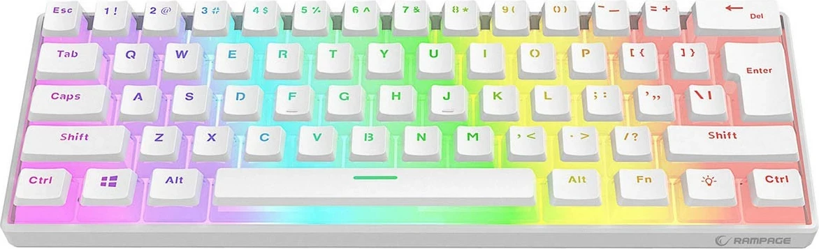 Tastierë gaming Rampage Radiant K11, 60%, RGB, Blue Switch, e bardhë