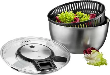 Centrifugë sallate Gefu Speedwing, inox, kapak transparent, argjend/zi