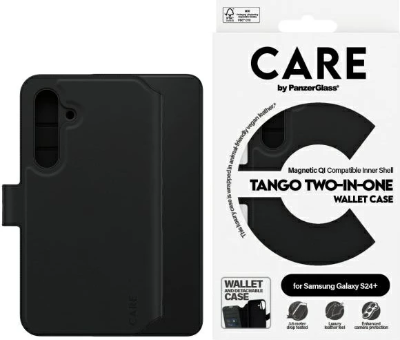 Mbështjellës PanzerGlass CARE Tango 2in1 për Samsung Galaxy S24+, i zi
