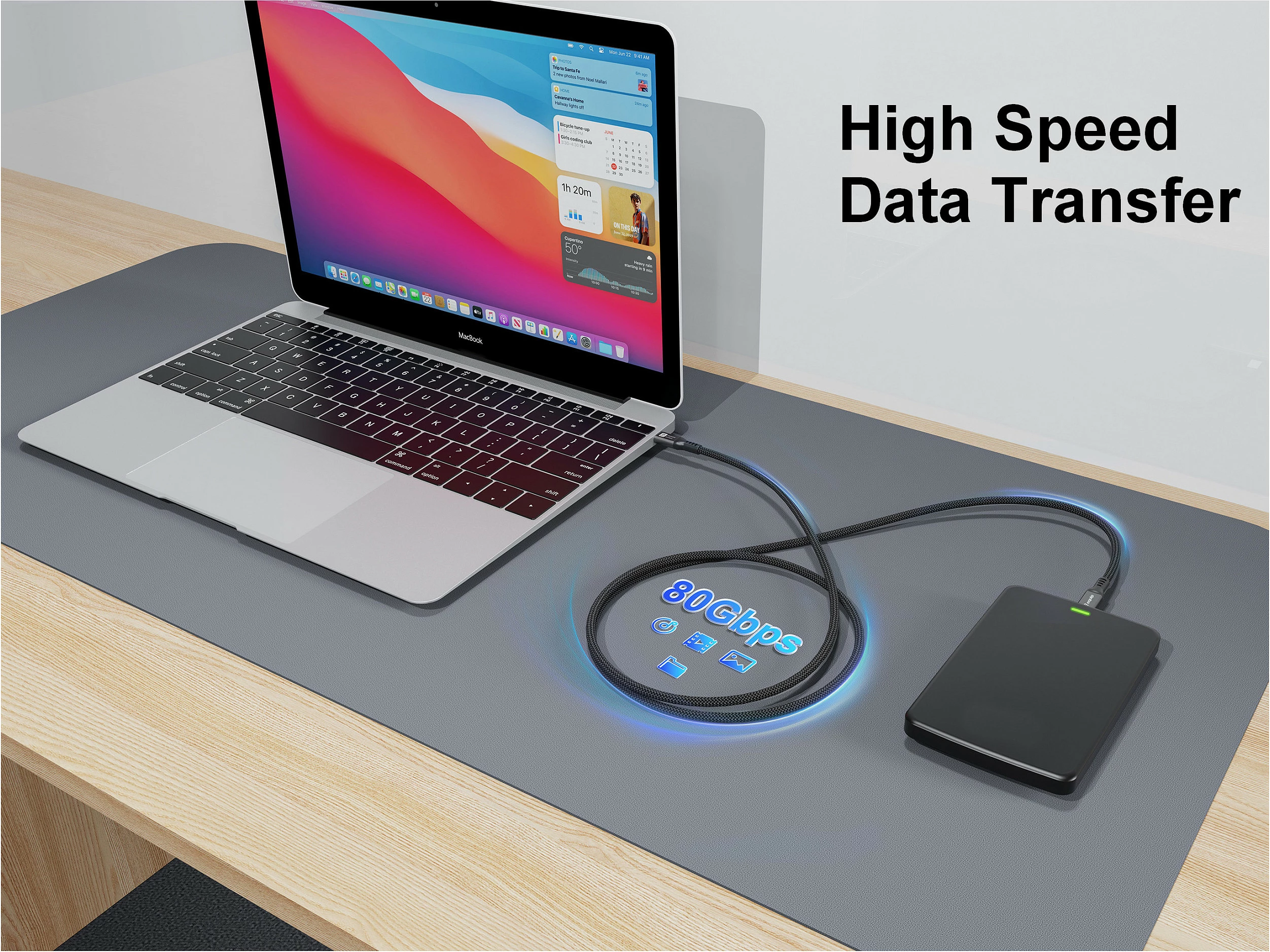 Kabllo USB-C EQUIP 128442, USB4 80Gbps, PD 240W, 2m, 8K/60Hz, e zezë