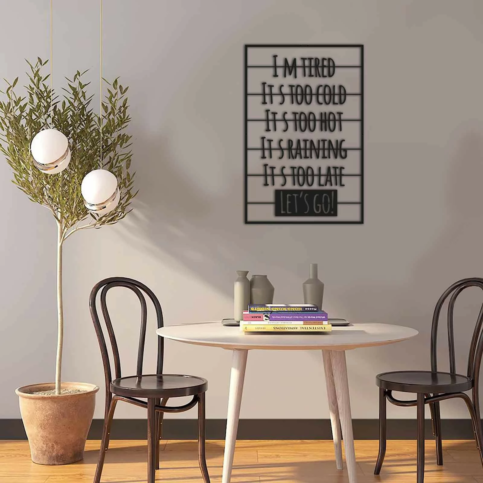 Aksesor dekorativ metalik për mur Wallity, i zi, MT-005, 49x74cm