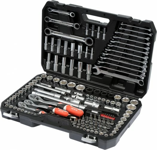 Set veglash Yato YT-38811, 150 copë, 1/4\", 3/8\" & 1/2\", në valixhe plastike