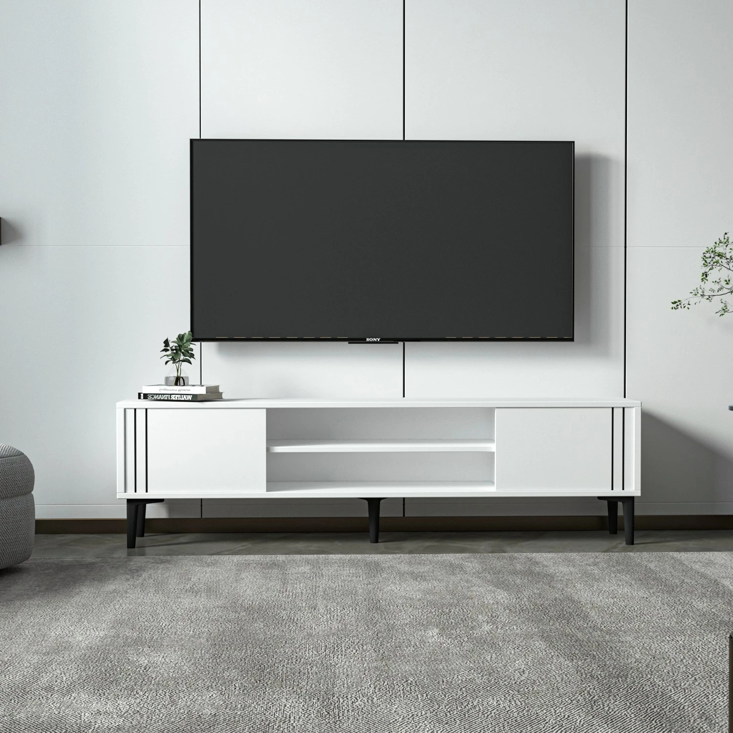 Komodë për TV Hanah Home, ngjyrë e bardhë, Snow