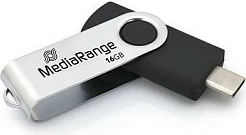 USB stick MediaRange MR1951, 16GB, USB-C 3.2 Gen 1, swivel, zi/argjendt