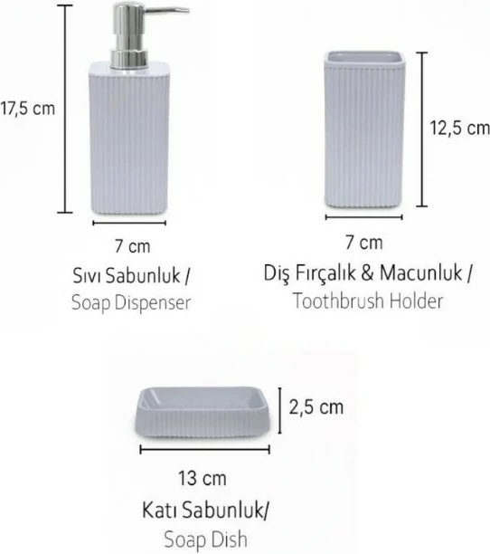 Set banjoje 3 pjesësh Mijölnir, PZR-042, e bardhë/gri