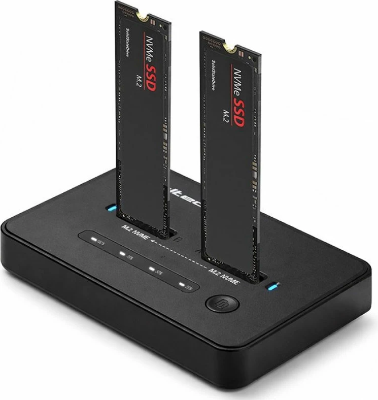 Stacion docking SSD Qoltec M.2 NVMe, USB-C, 20Gb/s, dual 2x8TB