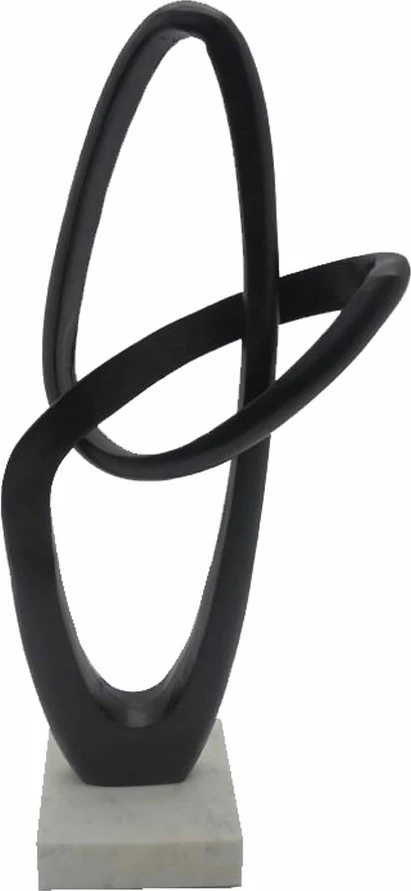 Dekor skulpturë Nordi, alumin, gur, 19x13x50cm, e zezë/e bardhë