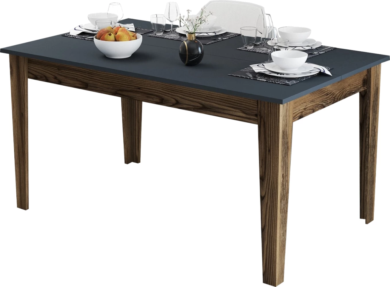 Tavolinë drejtkëndore me hapje, ngjyrë arrë-antracit, me hapësirë për ruajtje, 145x88x75cm