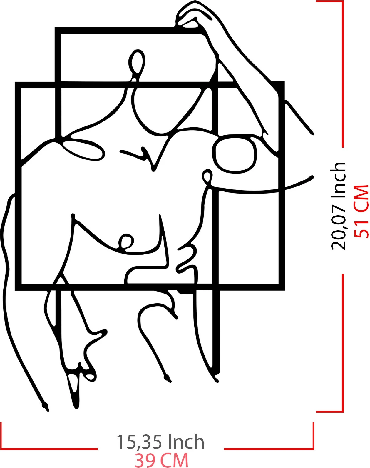 Aksesor dekorativ metalik për mur Wallity, Fit Man, ngjyrë e zezë, 39x51cm