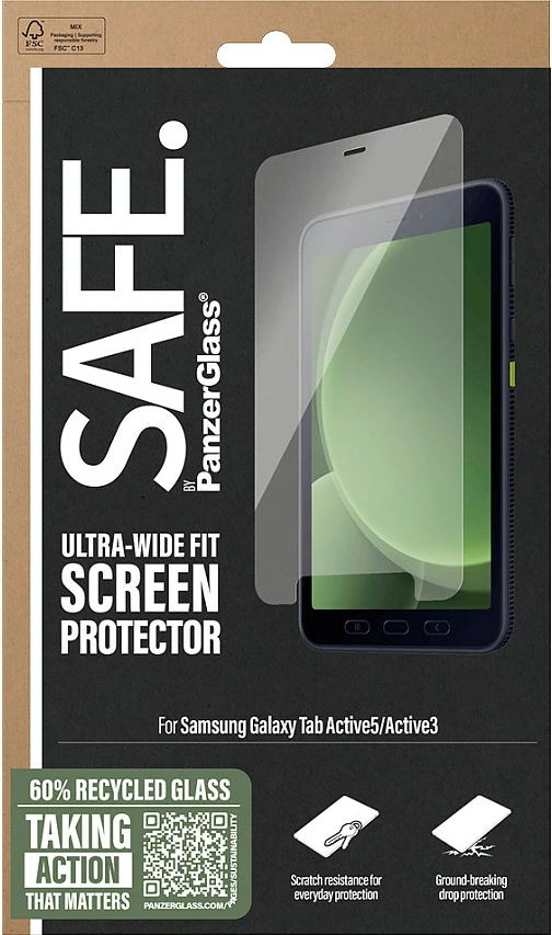 Mbrojtës ekrani PanzerGlass SAFE Ultra-WideFit për Galaxy Tab Active5/Active3, transparent