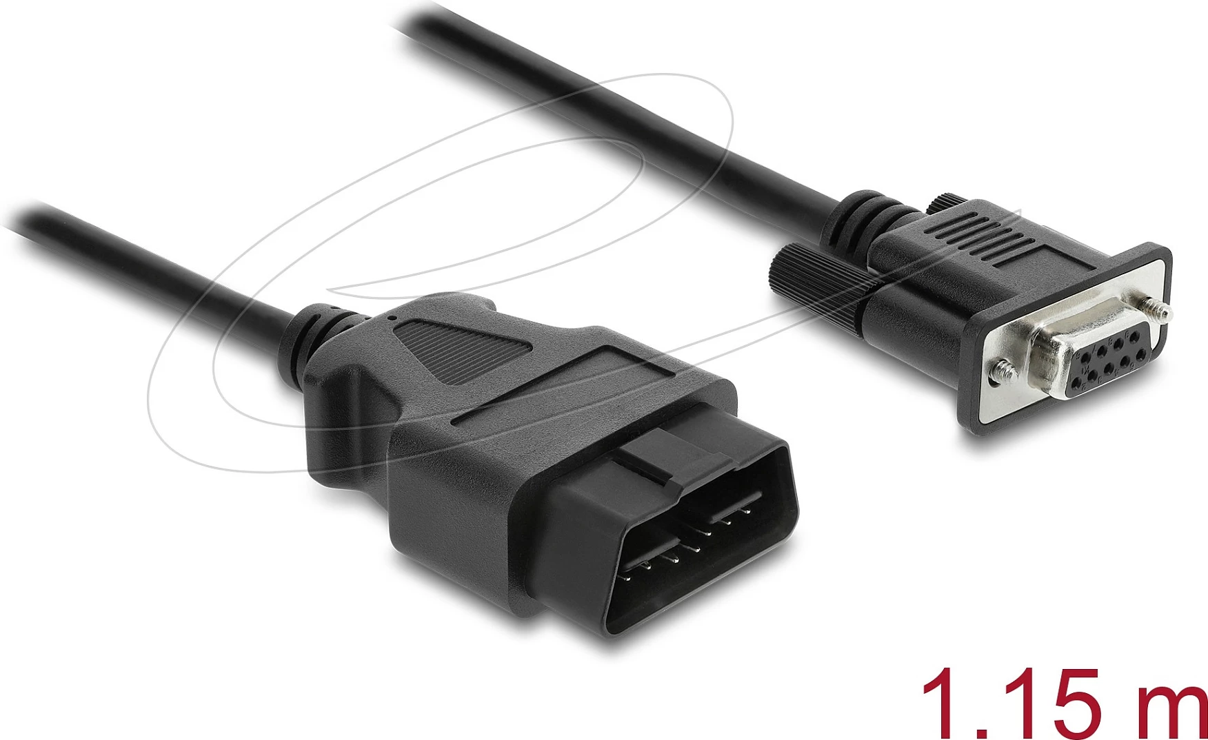 Kabllo adapter DeLOCK OBD-II në DB9 (Sub-D 9-pin), 1.15 m, e zezë
