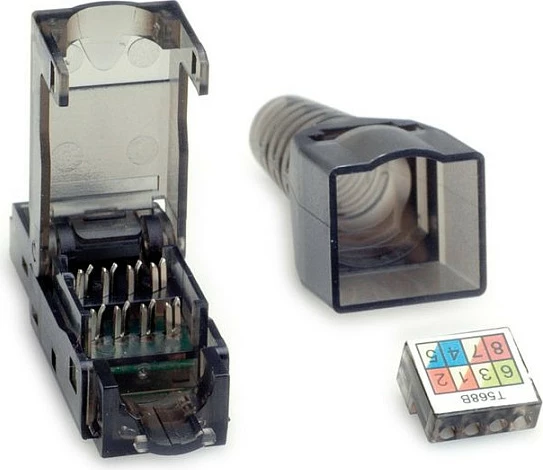 Konektor RJ45 VALUE 26.99.0372, Cat6a UTP, AWG26, 50 copë, zi/transparent