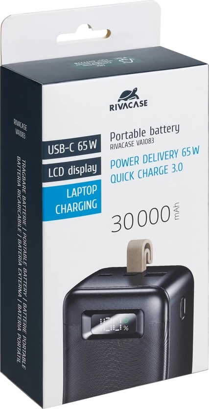 Power bank RIVACASE VA1083 Turbo QC/3.0 PD 30000mAh 65W, i zi