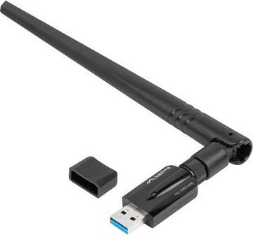 Kartë rrjeti Wi-Fi USB 3.0 Lanberg NC-1200-WIE me antenë të jashtme, e zezë