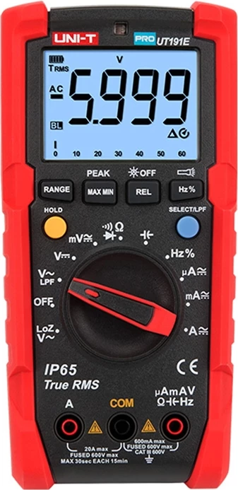 multimetër dixjital, UNI-T, UT191E, True RMS 6000 numërime, 600 V / 20 A, IP65
