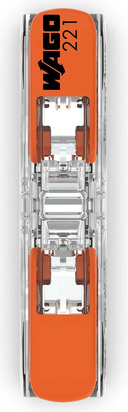 Konektor kabllor WAGO 221-2411, 32A, 450-600V, AWG 24-16, portokalli/transparent