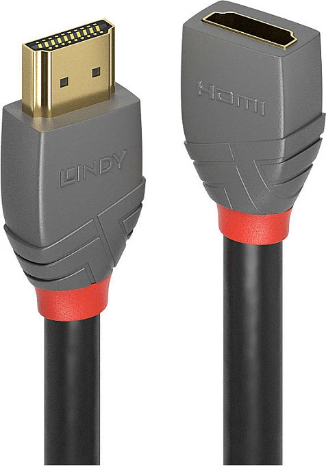 Kabllo zgjatëse HDMI LINDY Anthra Line, 1m, HDMI A mashkull-në-femër, HDMI 2.0, 4K@60Hz, 18Gbps, e zezë