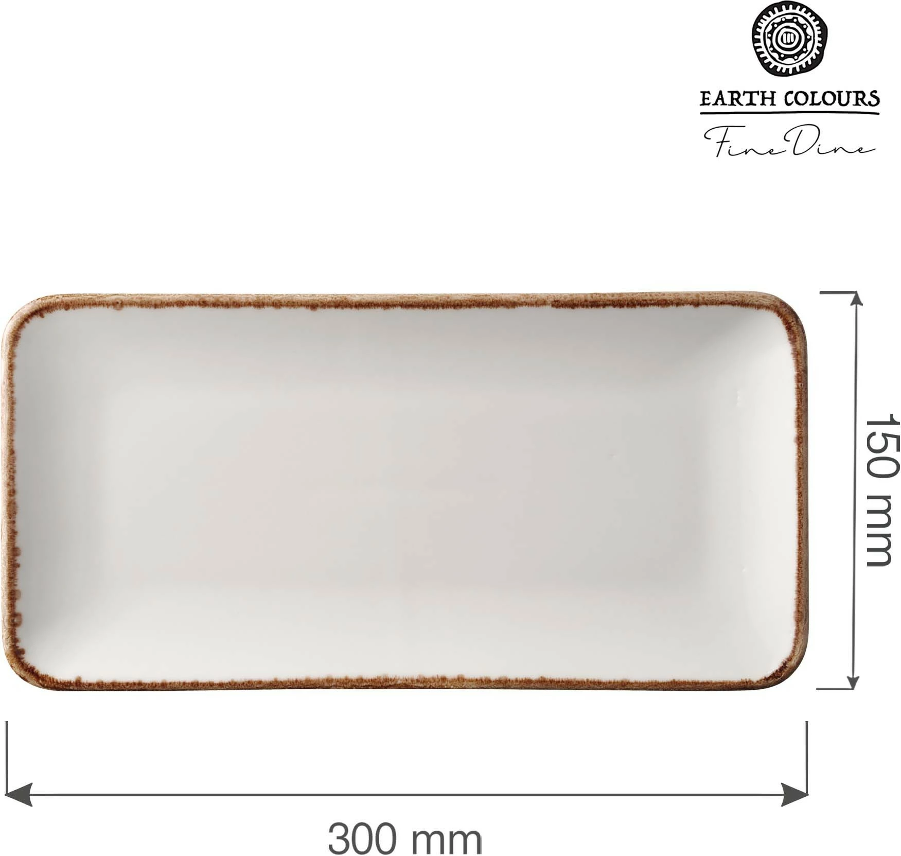 Pjatë drejtkëndore Fine Dine Vanilla 300x150 mm, porcelan i vitrikuar, set 6 copë, krem