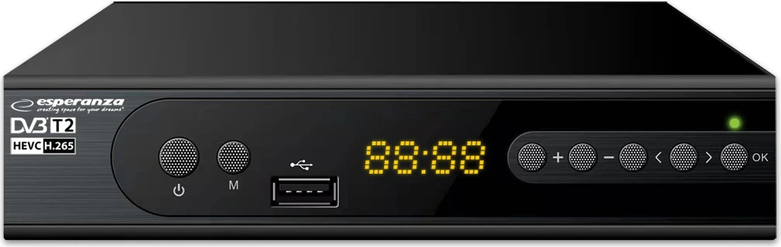 Resiver me telekomandë Esperanza EV106P, DVB-T2, i zi