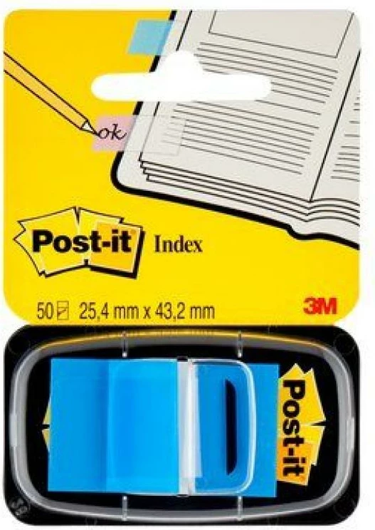 Shirita indeksimi 3M Post-it Index 680-2, me shpërndarës, 50 fletë, 25.4x43.2 mm, blu