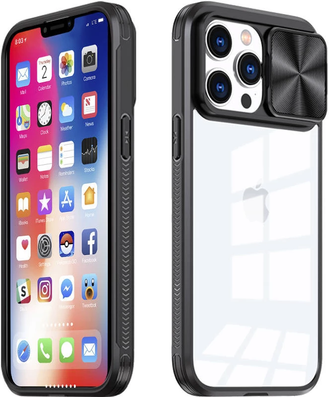 Mbështjellës ONASI Lens Cover MPN 18047 për iPhone 15 Plus, silikon, mbrojtje kamere, transparent/zi