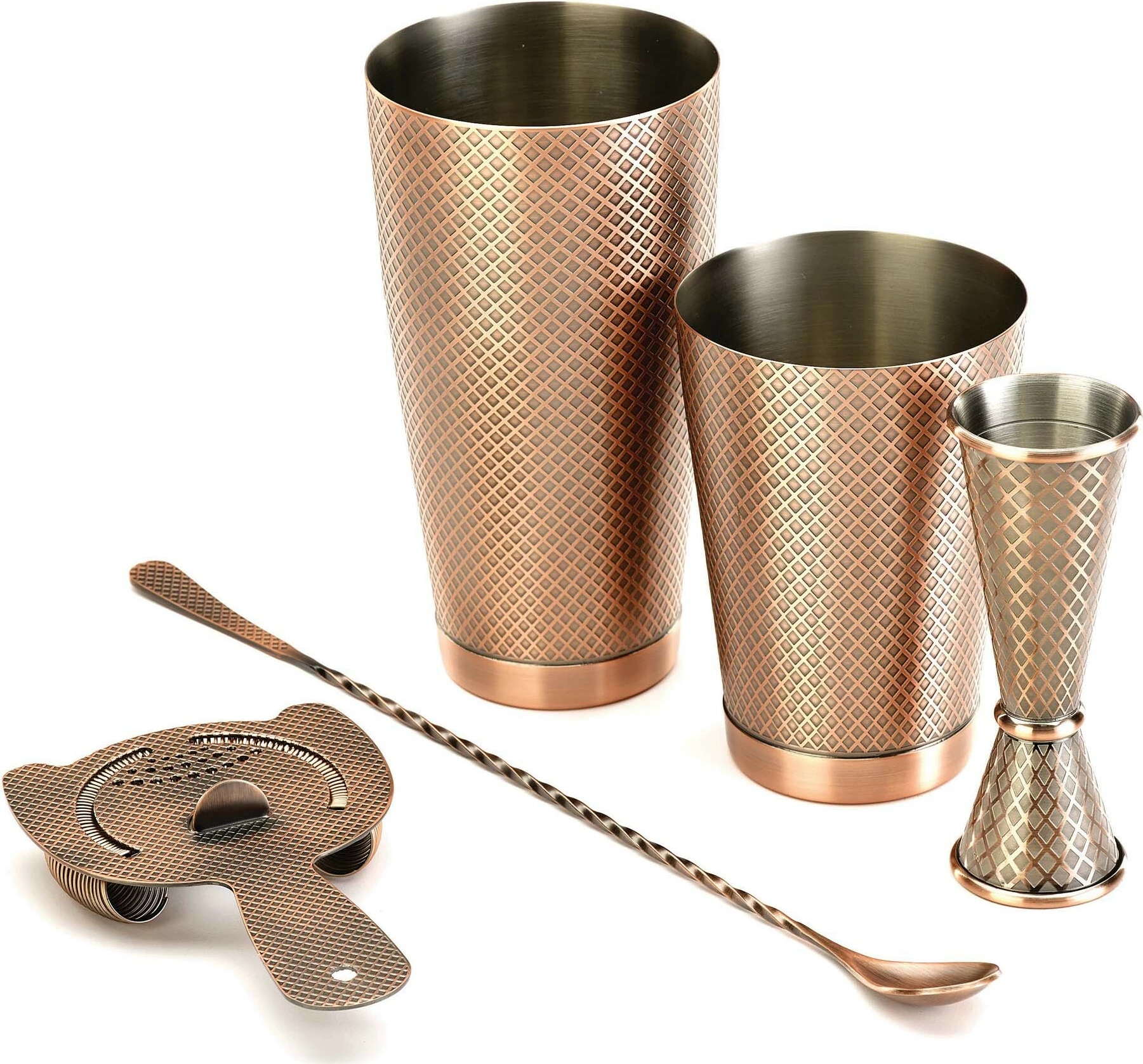 Matës koktejsh japonez, BarFly Diamond Lettice, 30/60 ml, çelik inox 18/8, bakër