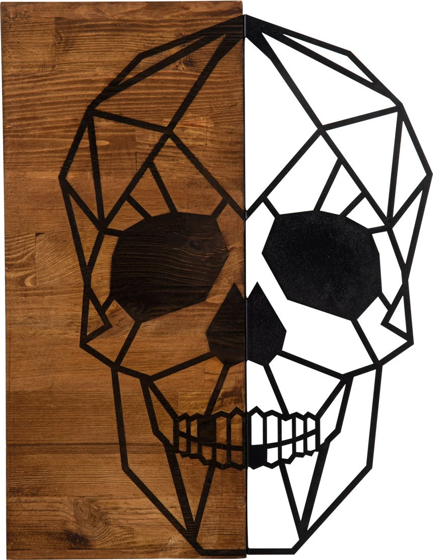 Aksesor dekorativ muri, dru dhe metal, dizajn kafke, Wallity, ngjyrë e zezë dhe arre, 44x58cm