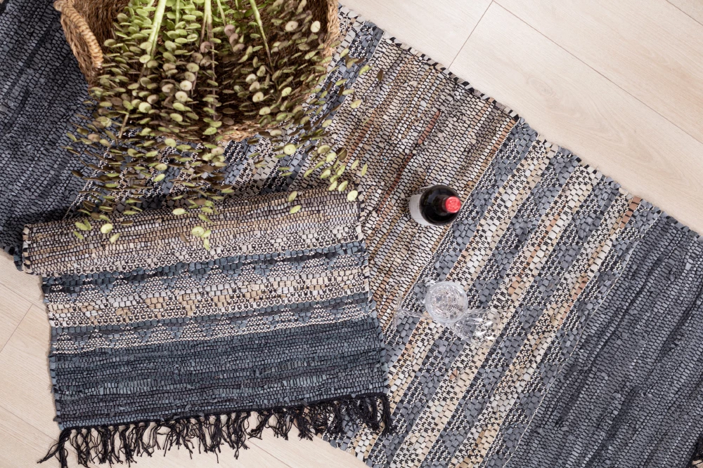 Qilim korridori Cinder, lëkurë, bezhë-gri, 70x150cm