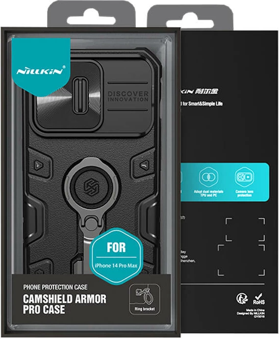 Mbështjellës Nillkin CamShield Armor Pro për iPhone 14 Pro Max, zi
