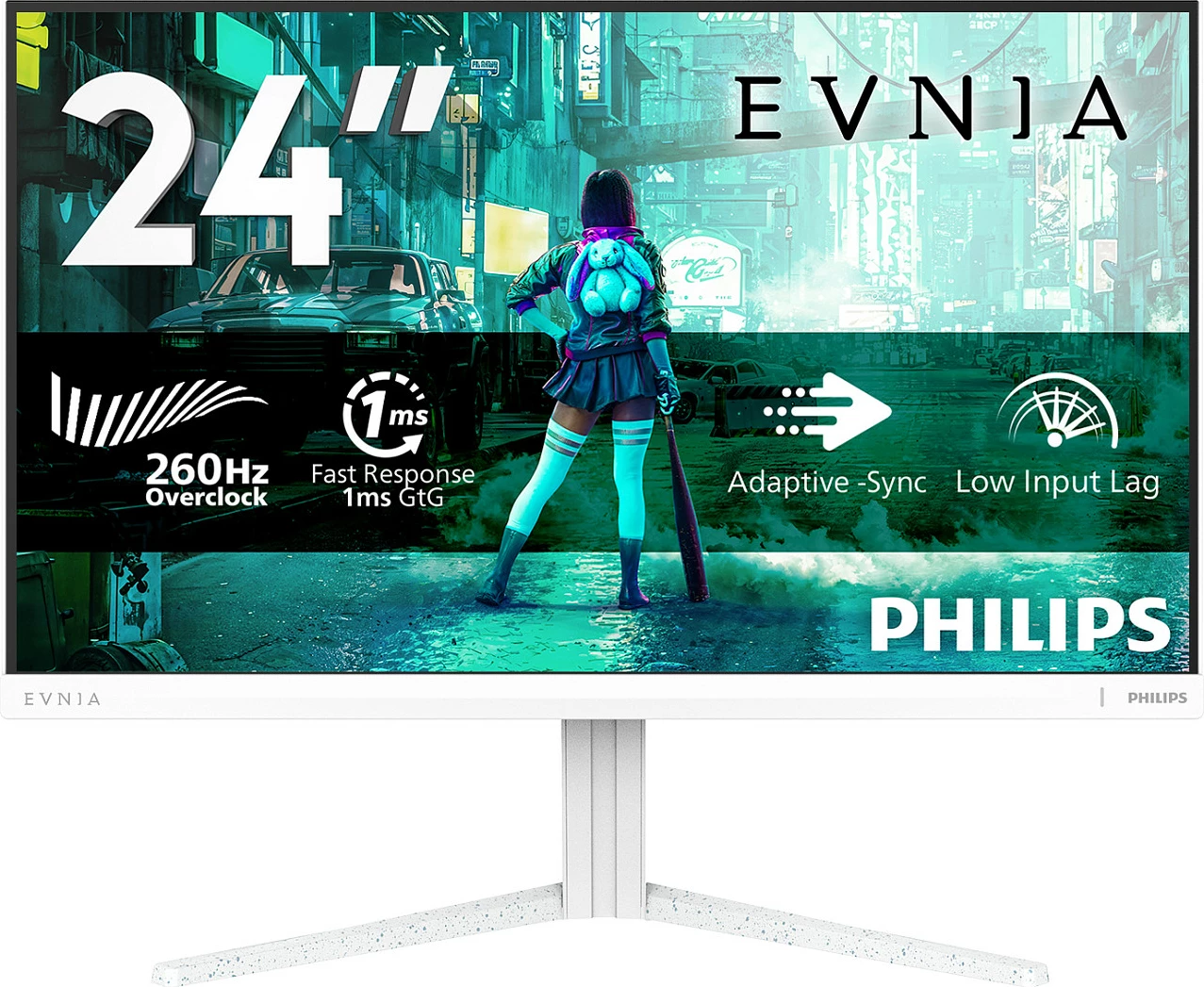 Monitor Philips Evnia 24M2N3201P/00, 23.8", Full HD, Fast IPS, 260Hz, 1ms, HDR, i bardhë