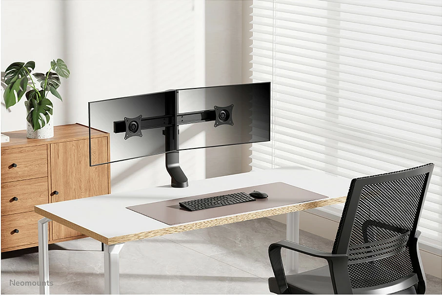 Mbajtës tavoline Neomounts FPMA-D860DBLACK, 2 ekrane, 27", i zi