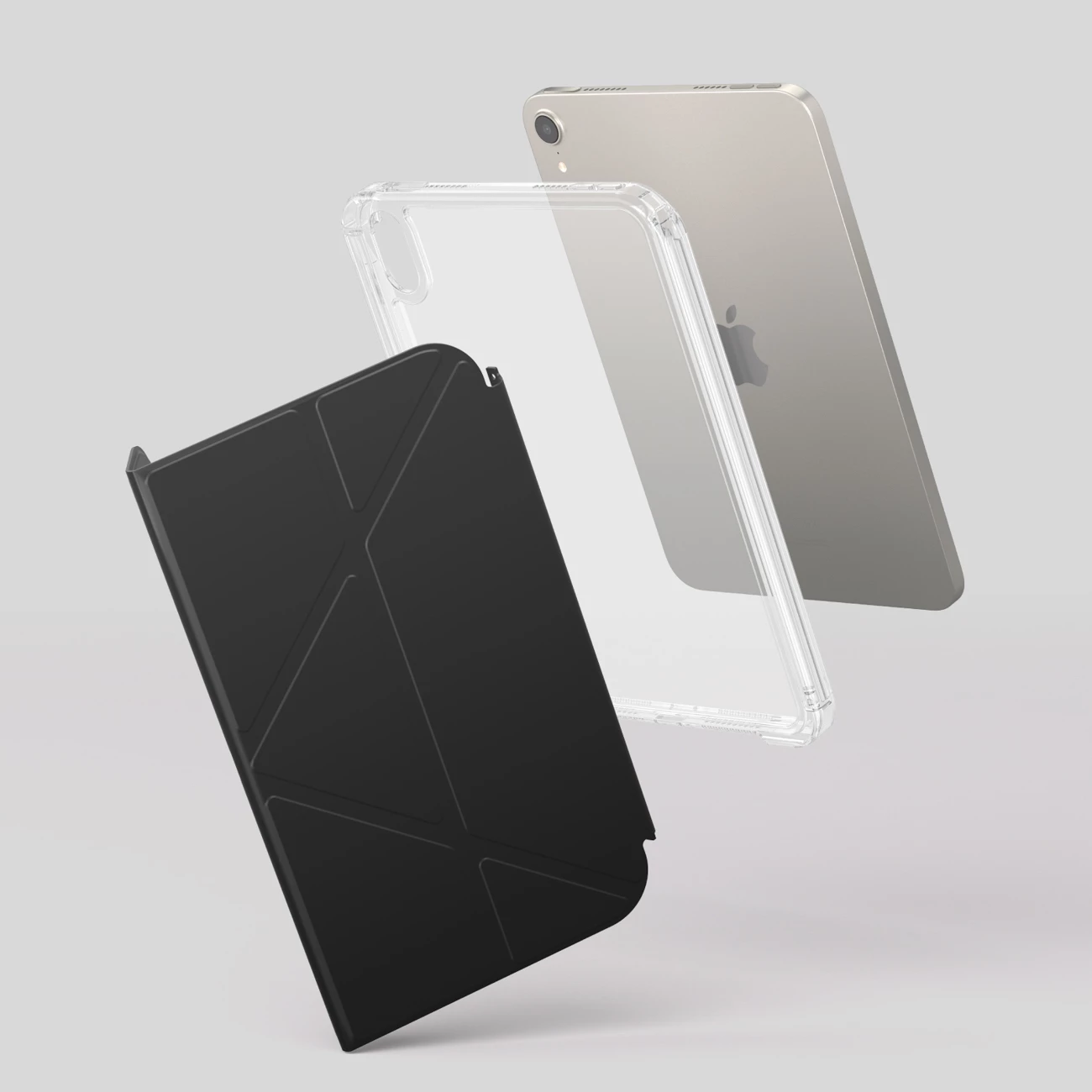 Mbështjellës tabletë AmazingThing Minimal Case për iPad Air 13" M3 (2025), me qëndrim, mbajtës Apple Pencil, pjesë e pasme transparente, i zi