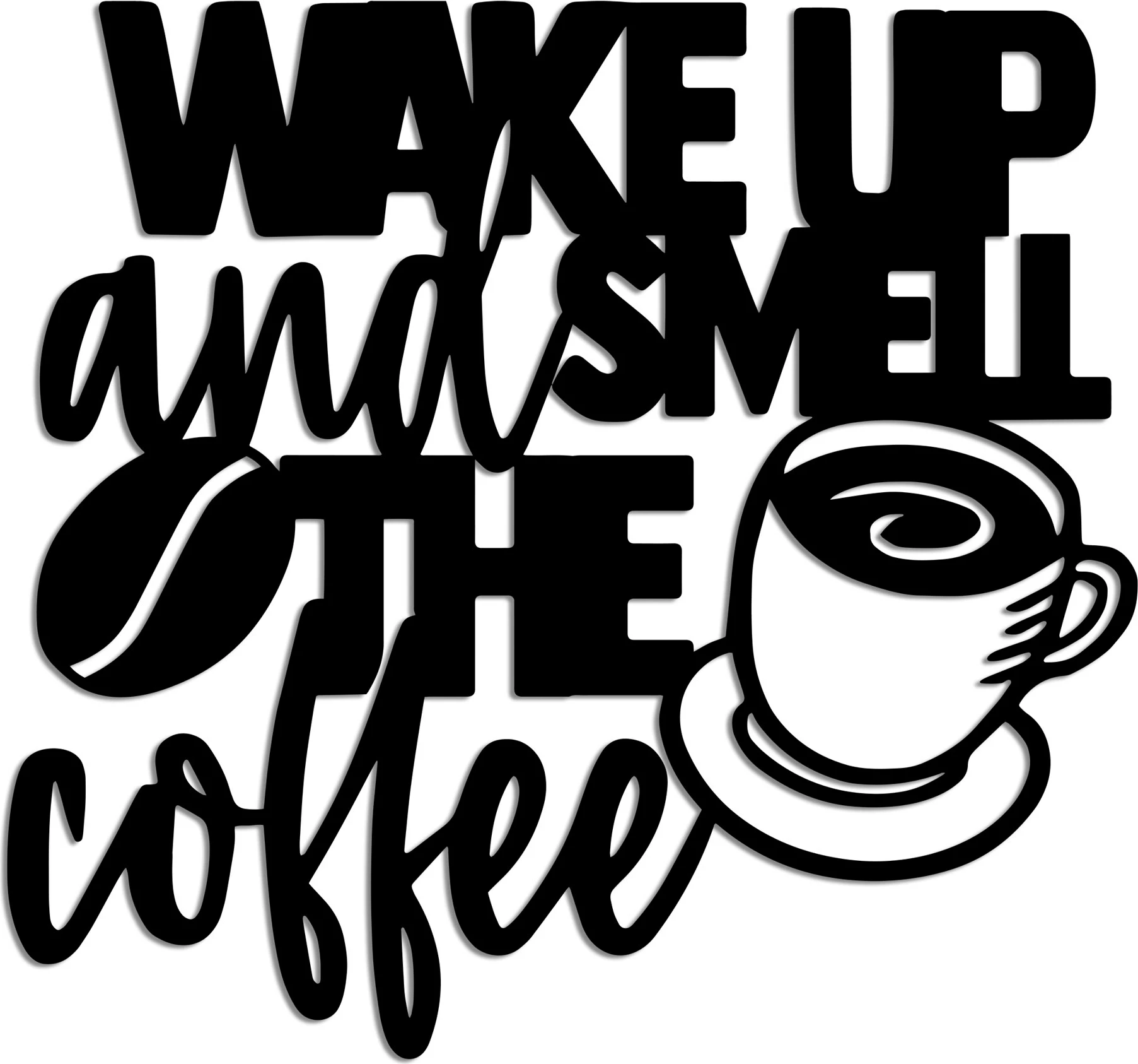 Aksesor dekorativ metalik për mur, Wallity, Wake up Coffee