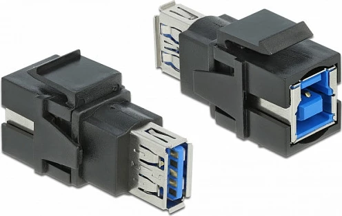 Adapter Keystone USB DeLOCK 86395, USB-A femër në USB-B femër, flat, i zi