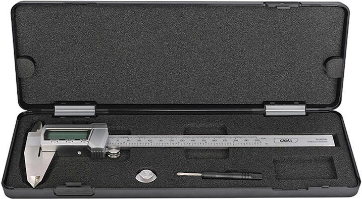 Kalliper dixhital Deli Tools EDL91200, 0-200mm, ±0.01mm, çelik inox