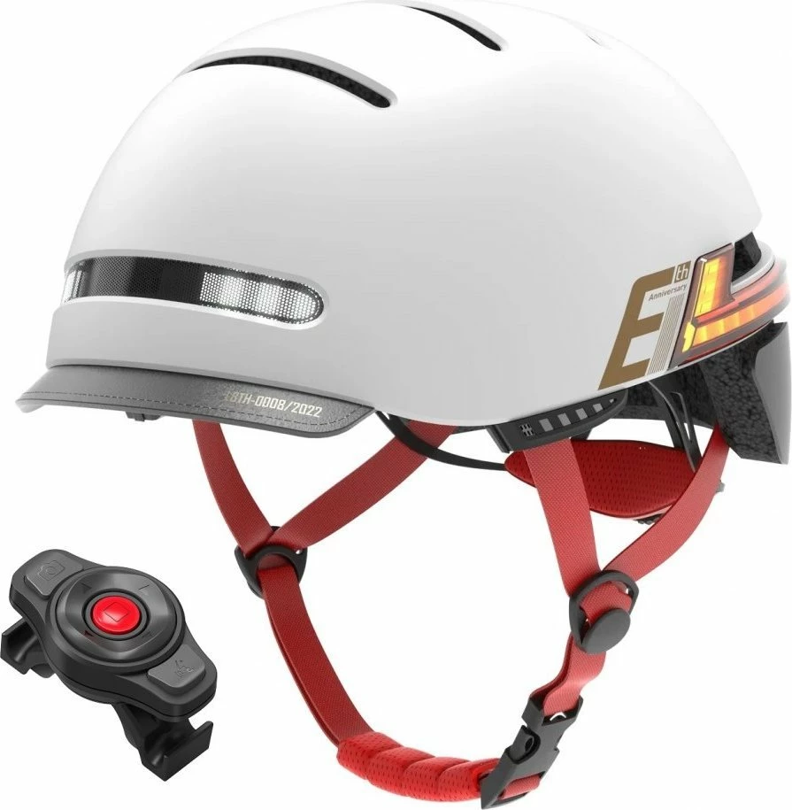 Helmetë qyteti Livall BH51M NSO Bluetooth me JBL, LED, madhësia M 54-58 cm, hiri e çelët, set me telekomandë BR80