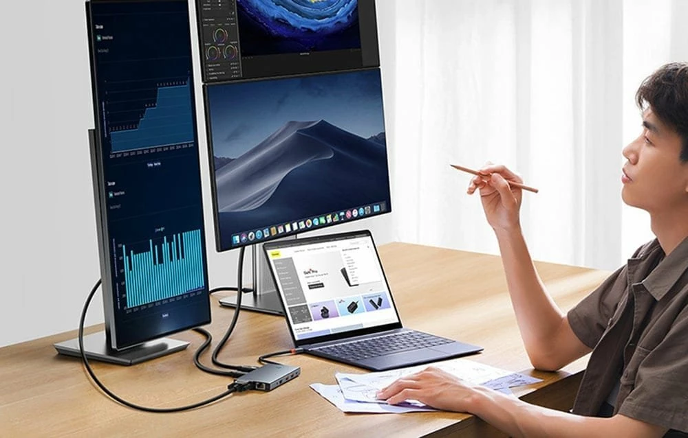 Docking station Baseus PortalJoy Series BS-OH119 13n1 USB-C PD 100W 8K DP 2x HDMI VGA LAN SD/microSD, gri