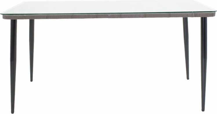 Tavolinë Naoki metalike, ngjyrë e zezë-pe gri-xham, 160x90x78cm