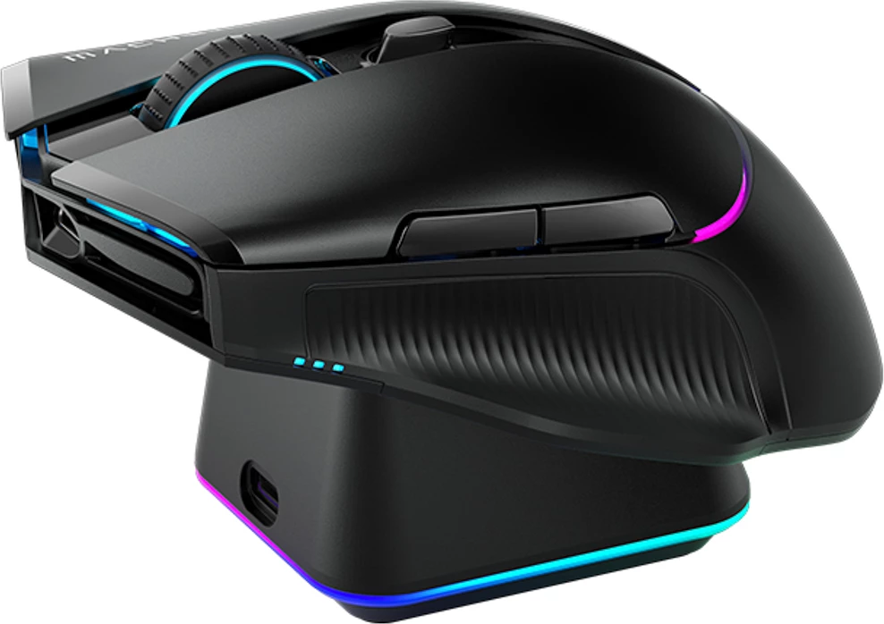 Maus gaming wireless Machenike L8 Pro 26000 DPI tri-mode (USB/2.4GHz/Bluetooth), me dock magnetik RGB, i zi