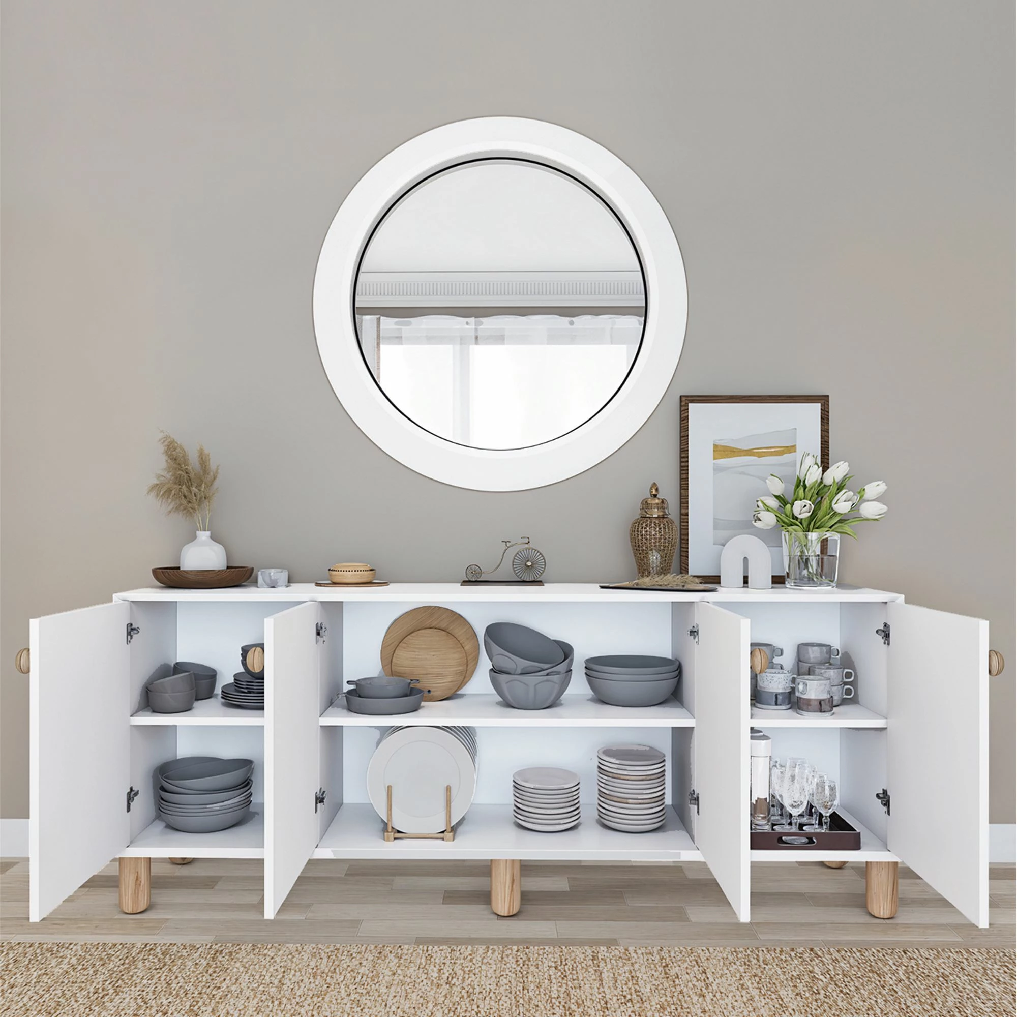 Konsol Skye Decor, ngjyrë e bardhë, 180x75x40 cm