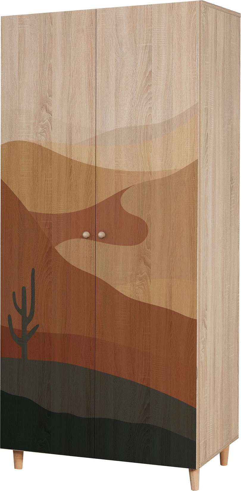 Dollap Lidya 2, Skye Decor, ngjyrë sonomo, 90x192x52 cm