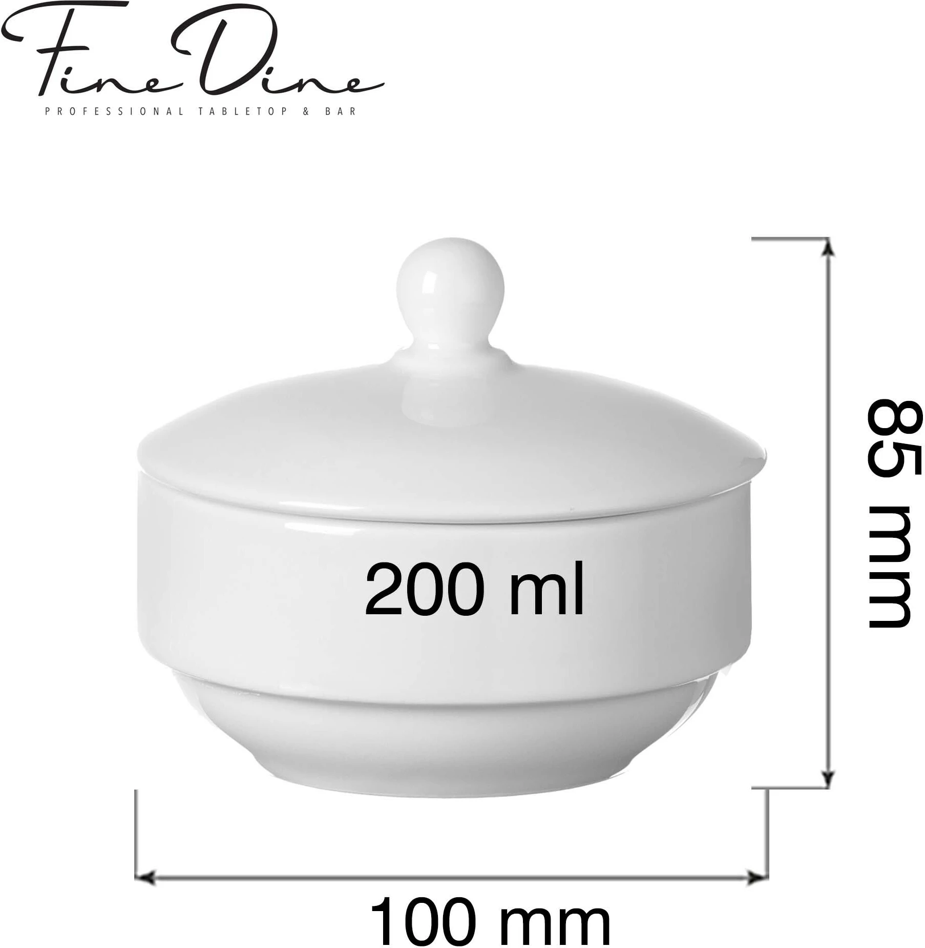 Sheqerore Fine Dine Pure Crema 200 ml, porcelan i vitrifiar, krem