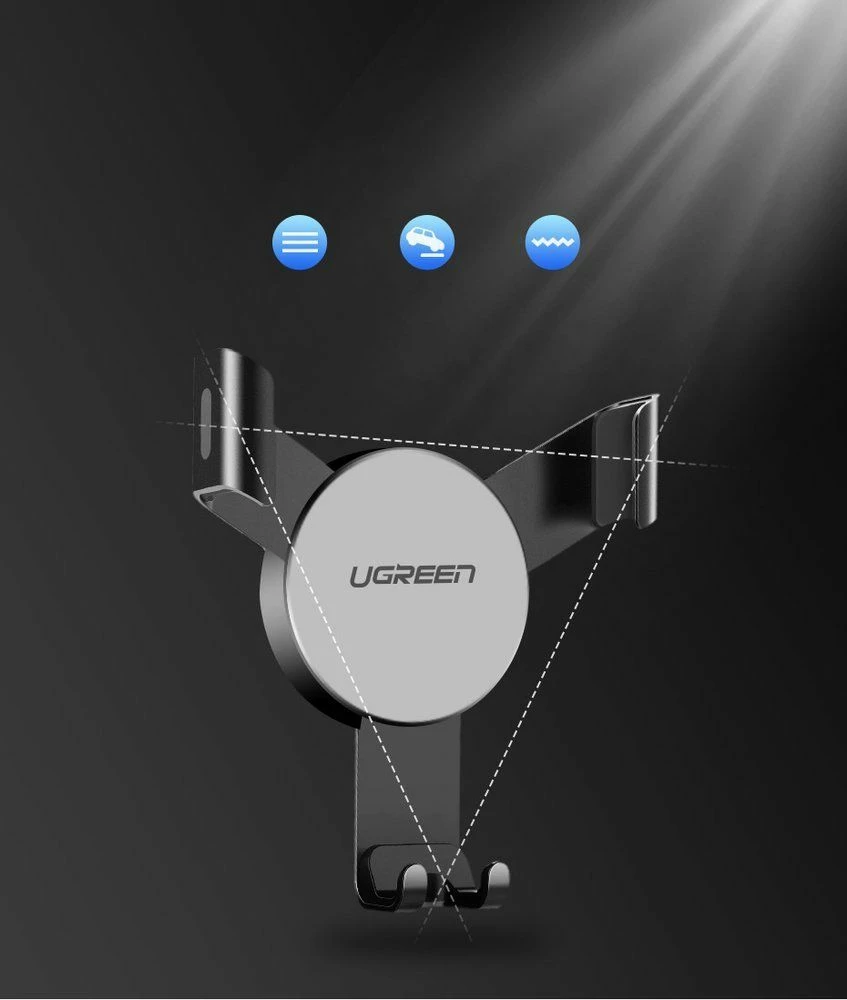 Mbajtëse telefoni për veturë Ugreen LP130 Gravity, për grilë ventilimi, 4.7-6.5", rrotullim 360°, Silver